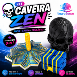 Kit Caveira Zen Sensorial 3 em 1 | Crânio Articulado, Cubo Infinito e Mandala Sensorial Kit Caveira Zen Sensorial 3 em 1 | Crânio Articulado, Cubo Infinito e Mandala Sensorial
